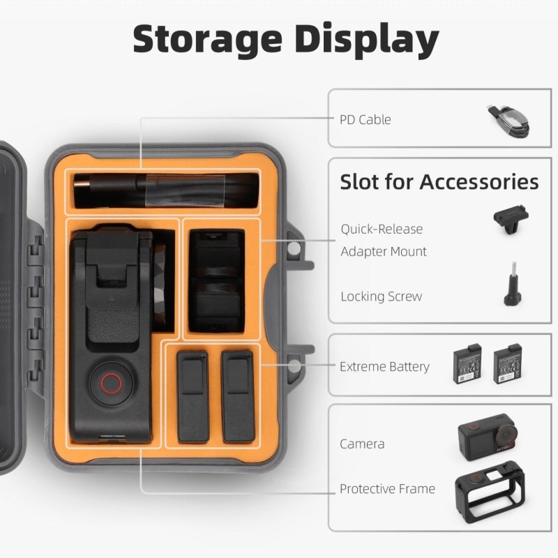 Mini Action Camera Case: Grey Hard Material Pouch - Splash-proof Impact Resistant Pressure Resistant Storage Box with Shock-absorbing Tray for OSMO ACTION 5 Pro/4/3 Camera Accessories - Image 4