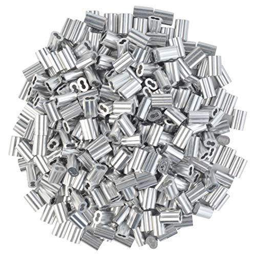 mifengda 800pc Aluminum Crimping Loop Sleeve Ferrule Cable Ferrule Crimping Loop Sleeve Wire Rope Sleeves for 1/16" Diameter Wire Rope and Cable - Image 1