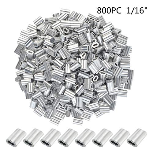 mifengda 800pc Aluminum Crimping Loop Sleeve Ferrule Cable Ferrule Crimping Loop Sleeve Wire Rope Sleeves for 1/16" Diameter Wire Rope and Cable - Image 2