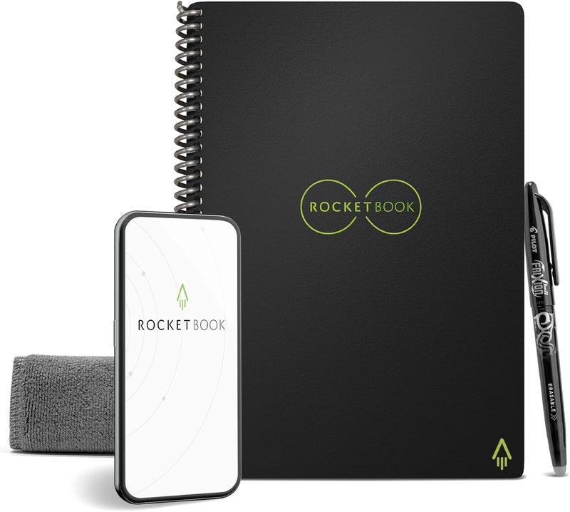 Rocketbook Core Reusable Smart Notebook | Innovative, Eco-Friendly, Digitally Connected Notebook with Cloud Sharing Capabilities | Lined, 15.2 cm x 22.4 cm, 36 Pg, Infinity Black - Image 1