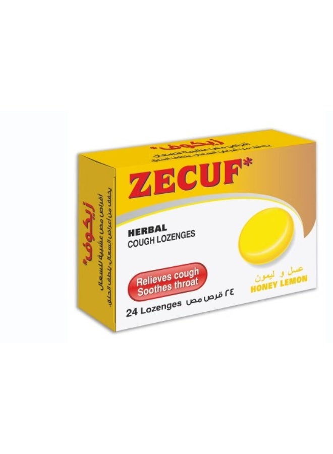Zecuf Herbal Cough Lozenges with Honey Lemon Flavor, 24 Count