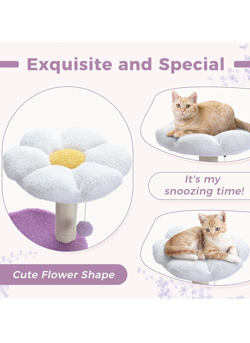Alissa - Cat Tree 84cm Purple Flower Cat Tower with Sisal Covered Scratching Post, Cozy Condo, Plush Perches and Fluffy Balls for Indoor Cats - Image 1