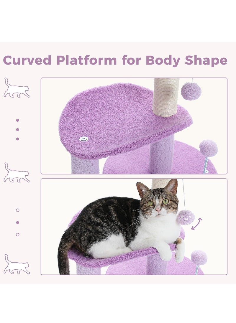 Alissa - Cat Tree 84cm Purple Flower Cat Tower with Sisal Covered Scratching Post, Cozy Condo, Plush Perches and Fluffy Balls for Indoor Cats - Image 1