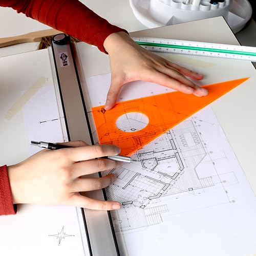 ALVIN Fluorescent Drafting Triangle Professional Acrylic 8" 45/90 Degree Model 130F-8 Multipurpose Tool for Drafting, Design, and Architecture, Great for Machining and Woodworking - 8 Inch - Image 2