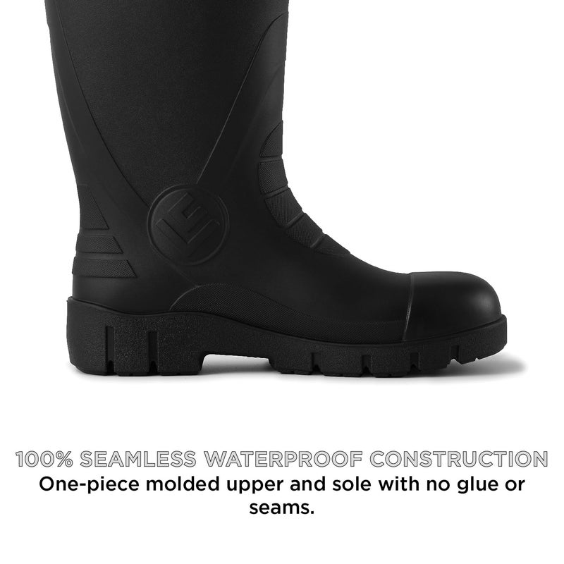 SUREWAY Steel Toe Rain Boots for Men, Knee High Waterproof PVC Work Boots with Slip & Oil Resistant Outsole for Industrial, Construction, Agriculture Black - Image 5