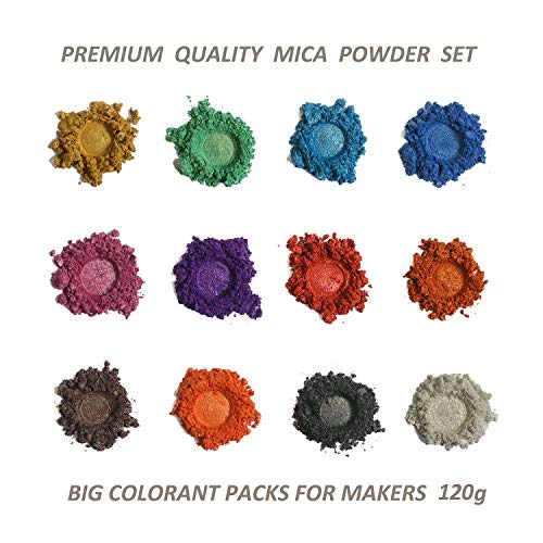 VITORY VITARIE Mica Powder for Epoxy Resin, Art Crafts, Soap Making Dye, Nails, Lip Closs, Slime Supplies, Candle Making, Mica Pigment Powder Set 12 Colors /10g Each- Pack B - Image 2