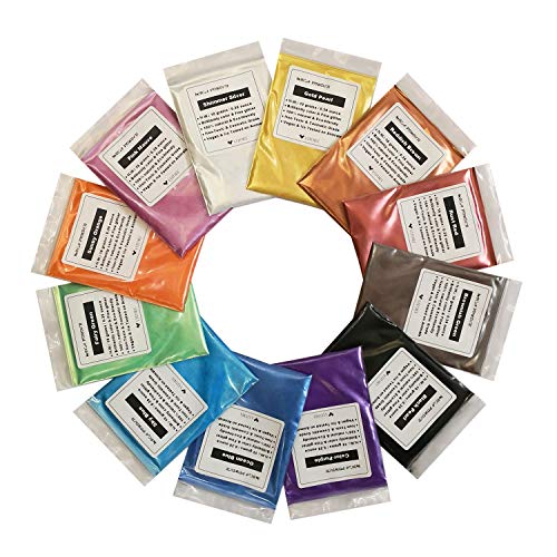 VITORY VITARIE Mica Powder for Epoxy Resin, Art Crafts, Soap Making Dye, Nails, Lip Closs, Slime Supplies, Candle Making, Mica Pigment Powder Set 12 Colors /10g Each- Pack B - Image 1
