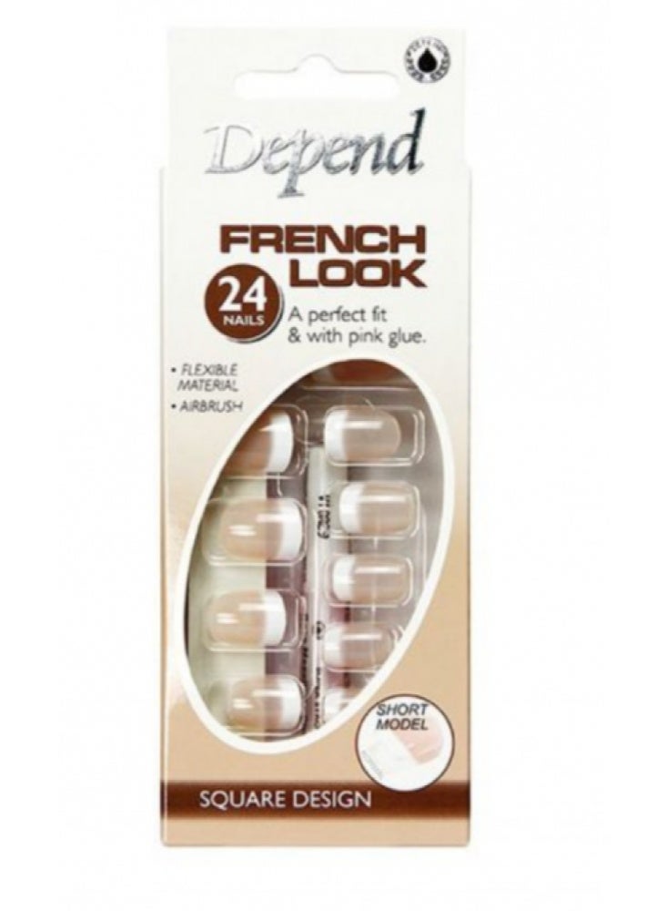 French look artificial nails, beige, 24 pieces ART NR.6301.