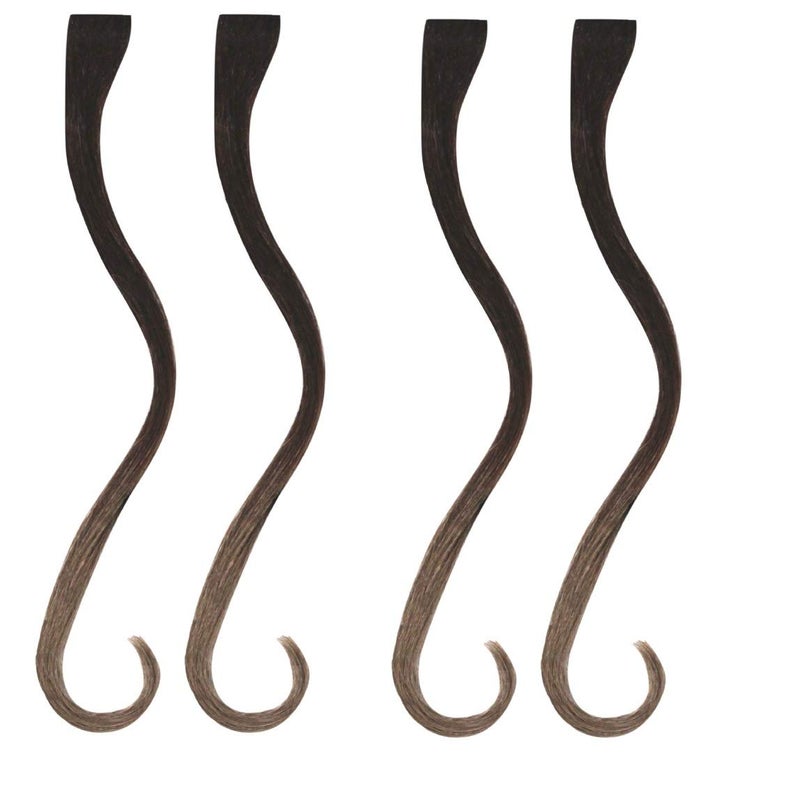 Mia ClipnDipped Ends Synthetic Faux Wig Hair Clip On Extensions with Ombre Balayage Effect Medium Brown WLight Brown Ends 2 Packs 4Pcs