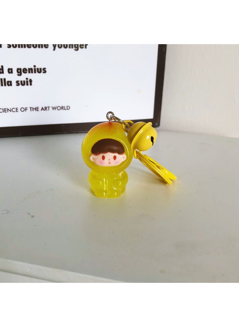 Generic - 3D Fruit Bell Keychain Cute Students Accessory GiftThird generation three-dimensional fruit zaizai keychain [luminous leg-hugging mango] Third generation three-dimensional fruit zaizai keychain [luminous leg-hugging mango] - Image 1