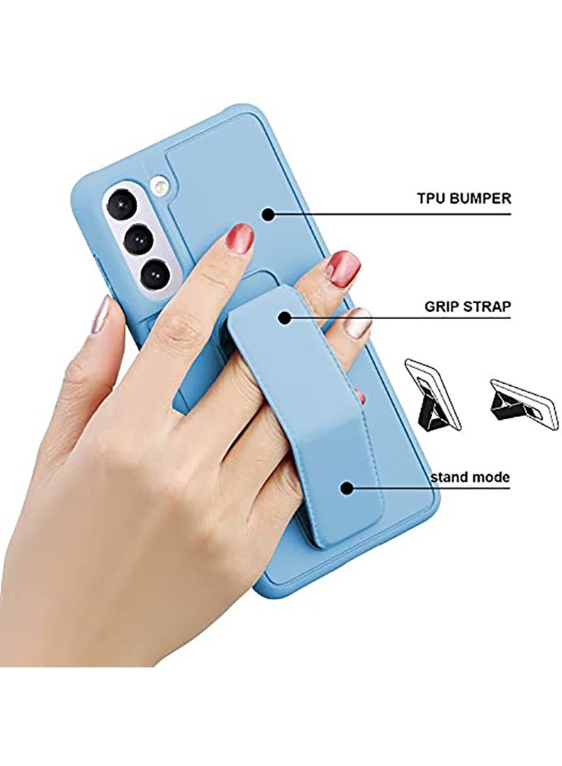 Case Up Compatible with Samsung Galaxy S23 Case with Magnetic Stand & Holder, Premium Silicone Finger Grip Strap Holder Case Car Mount Kickstand Cover- Blue - Image 4