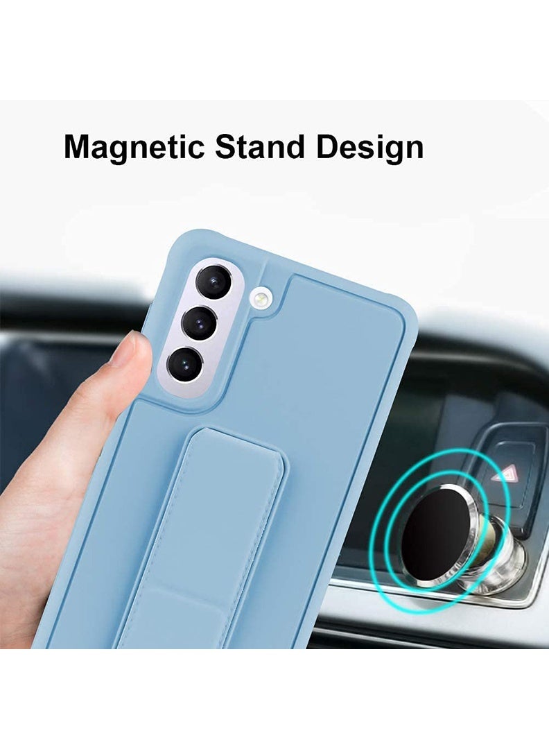 Case Up Compatible with Samsung Galaxy S23 Case with Magnetic Stand & Holder, Premium Silicone Finger Grip Strap Holder Case Car Mount Kickstand Cover- Blue - Image 2