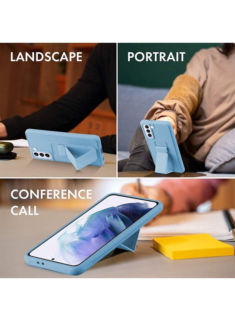 Case Up Compatible with Samsung Galaxy S23 Case with Magnetic Stand & Holder, Premium Silicone Finger Grip Strap Holder Case Car Mount Kickstand Cover- Blue - Image 3