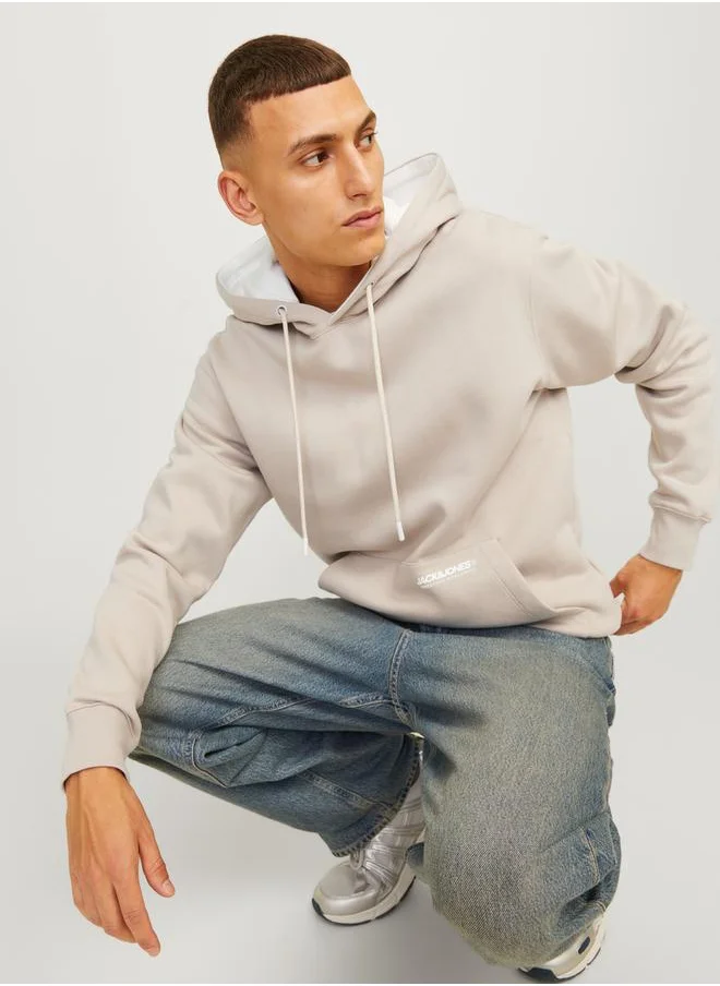 JACK & JONES Relaxed Fit Logo Print Hoodie