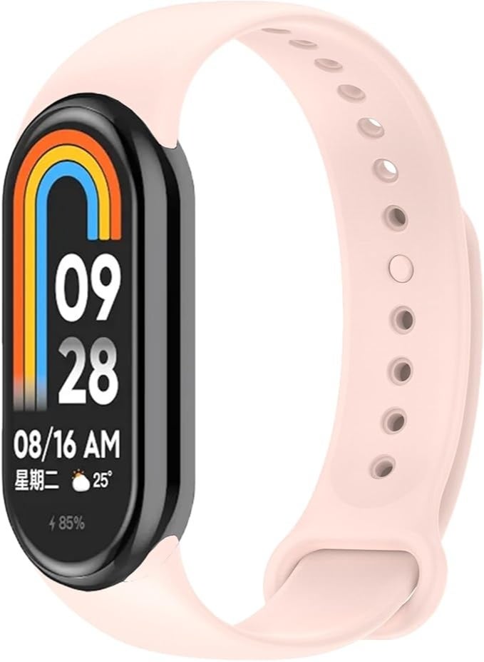 Watch Silicone strap compatible with Mi Band 8 - Adjustable, comfortable, sweat- and water-resistant wristband, pink - Image 2