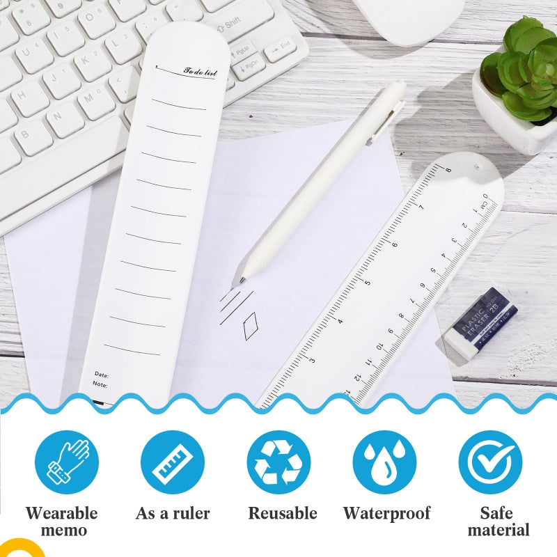 Skyygemm 2 Pcs Nurse Erasable Wristband to Do List Wrist Memo Slap Bracelet with Ballpoint Pen and Eraser Reminder Bracelet Wrist Band Notepad Gifts for Nurse Week Essentials(White) - Image 3
