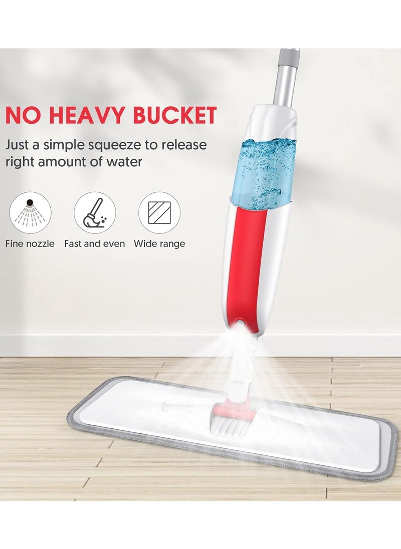 VMK GLOBAL - VMK Spray Mop for Floor Cleaning, Floor Cleaner with Reusable Mop, Spray Mop with 300ML Refillable Bottle, Washable Pads, Wet/Dry Microfiber mops for floor cleaning (RED) - Image 1
