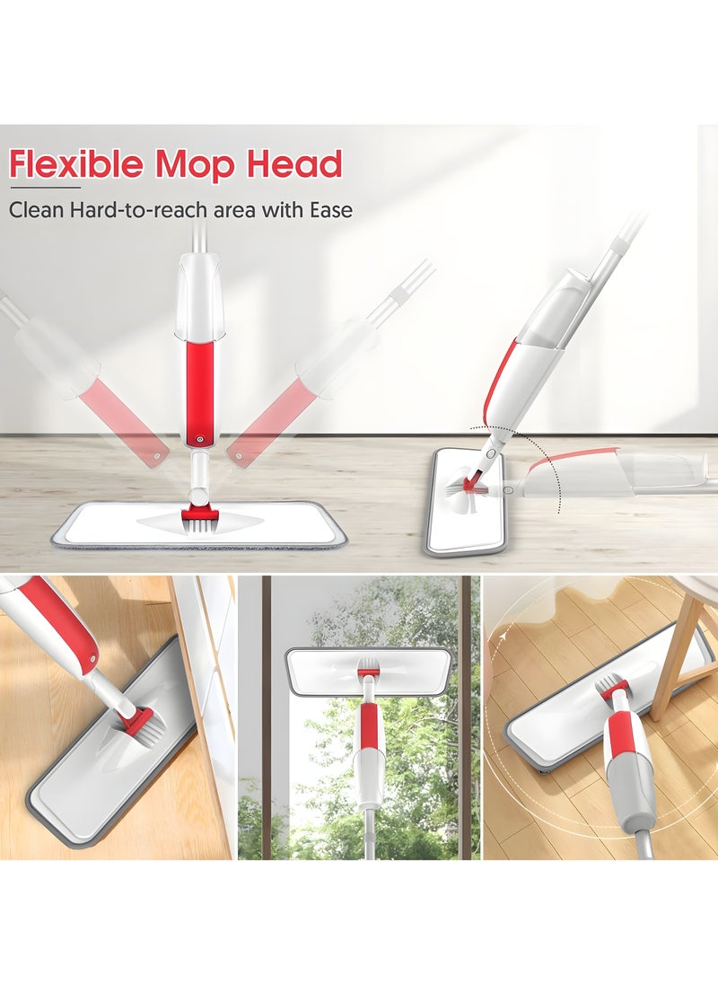 VMK GLOBAL - VMK Spray Mop for Floor Cleaning, Floor Cleaner with Reusable Mop, Spray Mop with 300ML Refillable Bottle, Washable Pads, Wet/Dry Microfiber mops for floor cleaning (RED) - Image 1