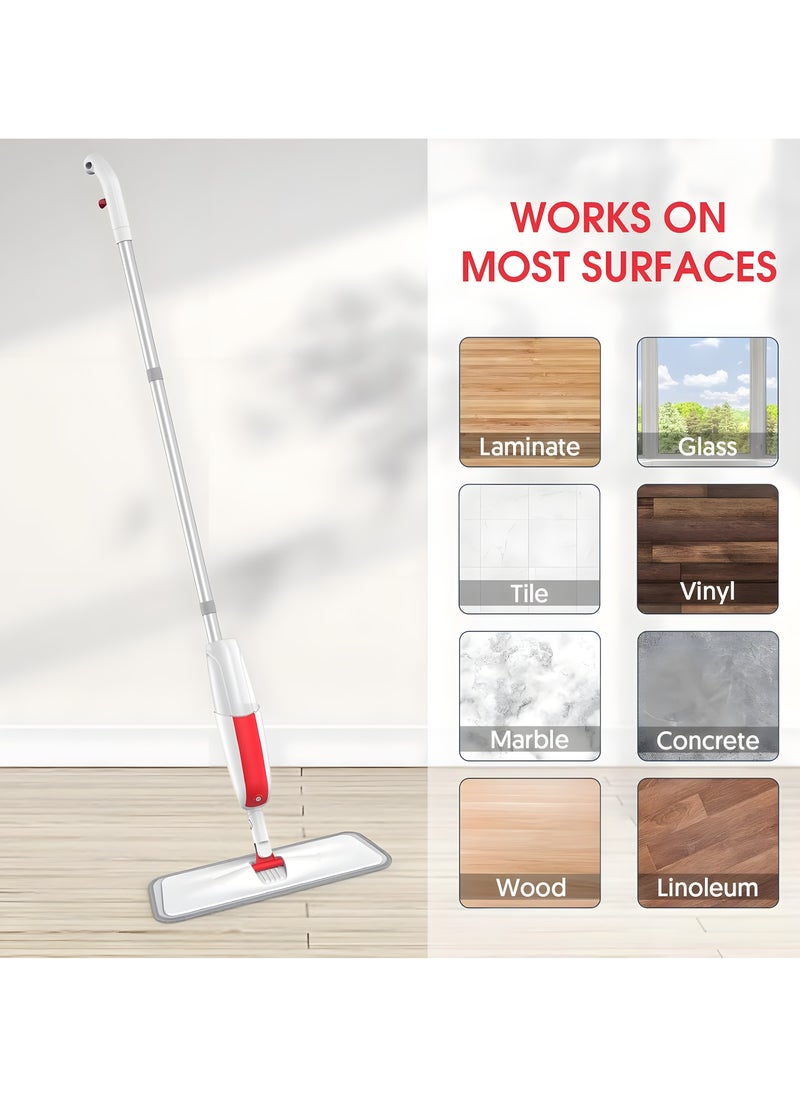 VMK GLOBAL - VMK Spray Mop for Floor Cleaning, Floor Cleaner with Reusable Mop, Spray Mop with 300ML Refillable Bottle, Washable Pads, Wet/Dry Microfiber mops for floor cleaning (RED) - Image 1