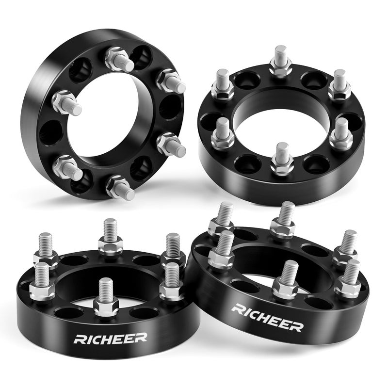 فاصل عجلات Richeer 6x55 متوافق مع Silverado Suburban Sierra Savana 1500 Express Tahoe Yukon Escalade C2500 K2500 15 فواصل عجلات مطروقة 6x1397mm مع مسامير 14x15 وفتحة مركزية 108mm