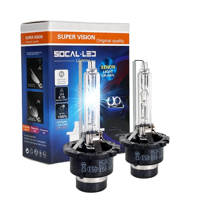 SOCAL-LED LIGHTING مصابيح أمامية زينون HID D2S 35W من SOCAL - 8000K أزرق جليدي - 66040 66240 85122 بديل مباشر عالي ومنخفض - عبوة من 2 - Image 1