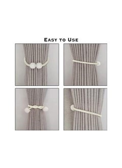 The Bros Curtain Tie Backs 4 Pack, Pearl Curtain Ties Decorative Rope, Modern Rope Buckle Curtain Holdbacks Holder for Home Bedroom Office  - Image 4