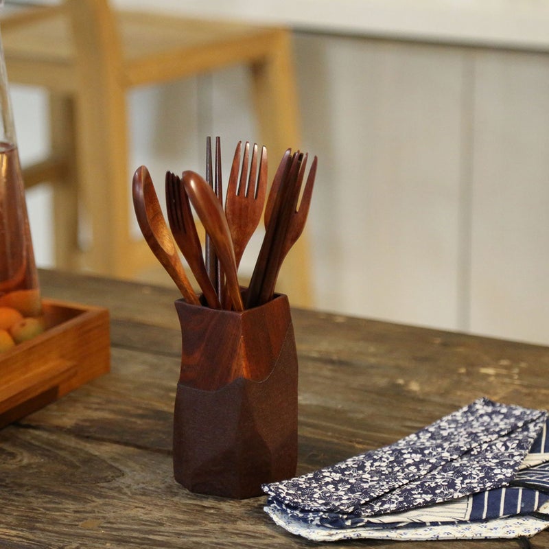 Fork Spoon Three-piece Suit Japanese Style Travel Portable Tableware Nice Dinnerware( Piece Set + Morning Glory Bag) - Image 4