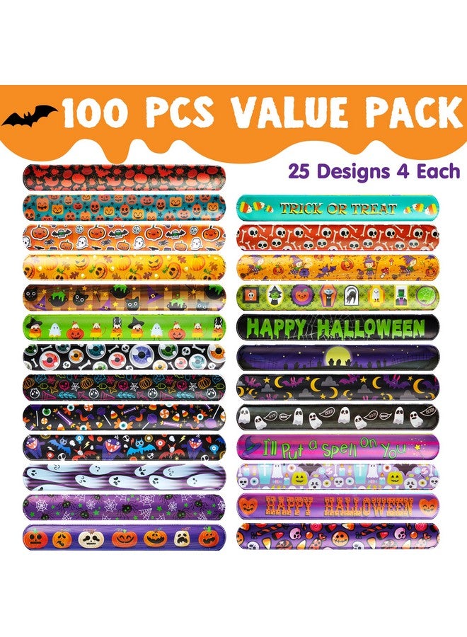 JOYIN 100 PCS Halloween Slap Bracelets for Kids, Halloween Bracelets Bulk for Girls Boys Gifts, Friendship Bracelets Snap Bracelets for Halloween Party Favors Goodie Bag Fillers - Image 2