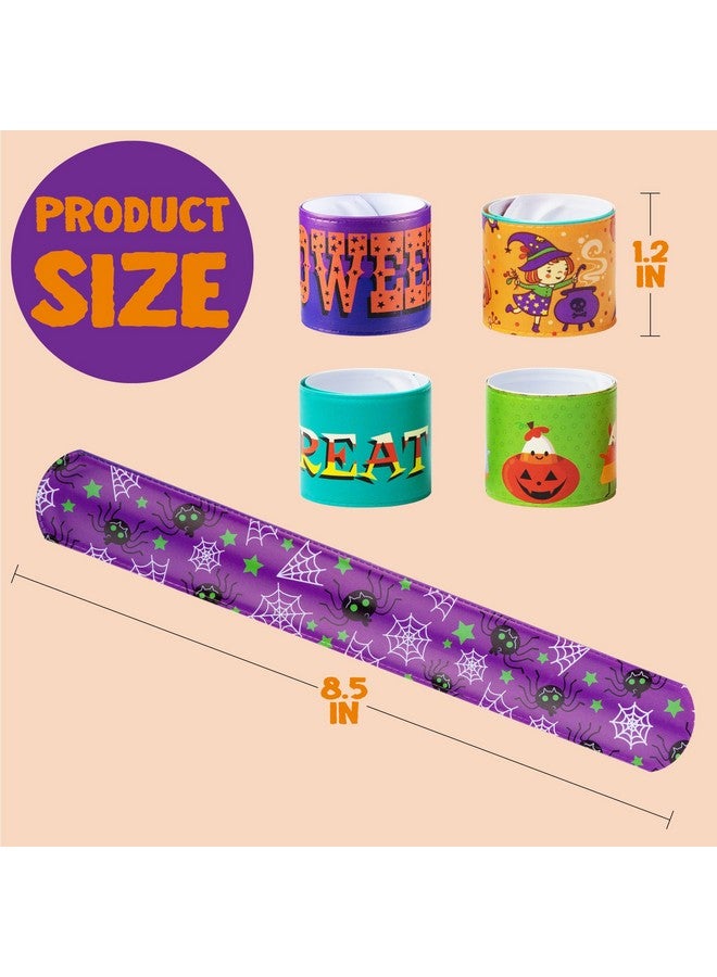 JOYIN 100 PCS Halloween Slap Bracelets for Kids, Halloween Bracelets Bulk for Girls Boys Gifts, Friendship Bracelets Snap Bracelets for Halloween Party Favors Goodie Bag Fillers - Image 3