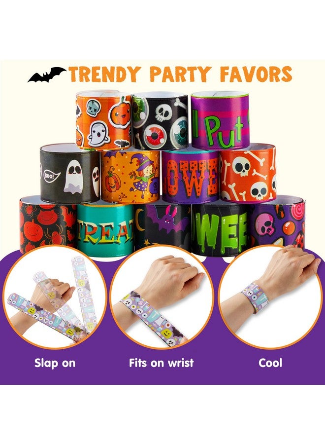 JOYIN 100 PCS Halloween Slap Bracelets for Kids, Halloween Bracelets Bulk for Girls Boys Gifts, Friendship Bracelets Snap Bracelets for Halloween Party Favors Goodie Bag Fillers - Image 4