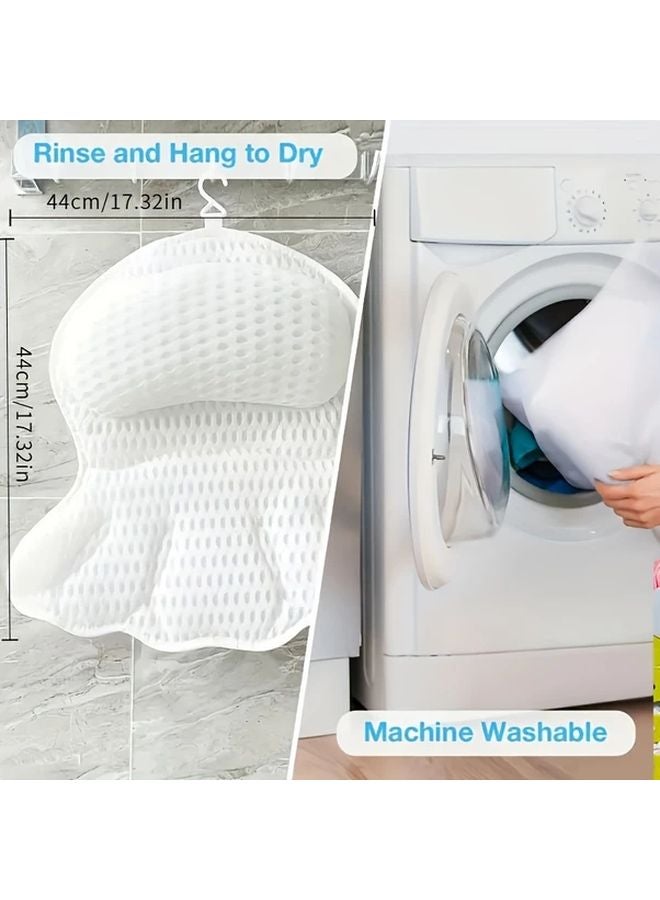 Grey Luxury 4D Air Mesh Spa Bath Pillow Hypoallergenic Non Slip Quick Dry Machine Washable - Image 5