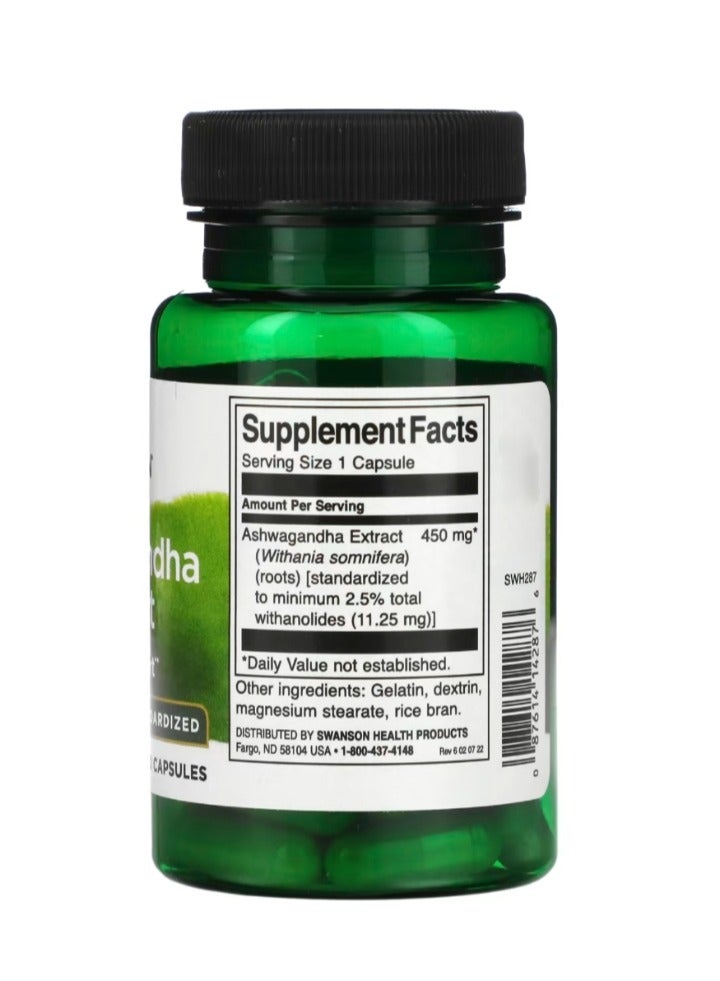 SWANSON Ashwagandha Extract Standardized 450 mg 60 Capsules  - Image 2