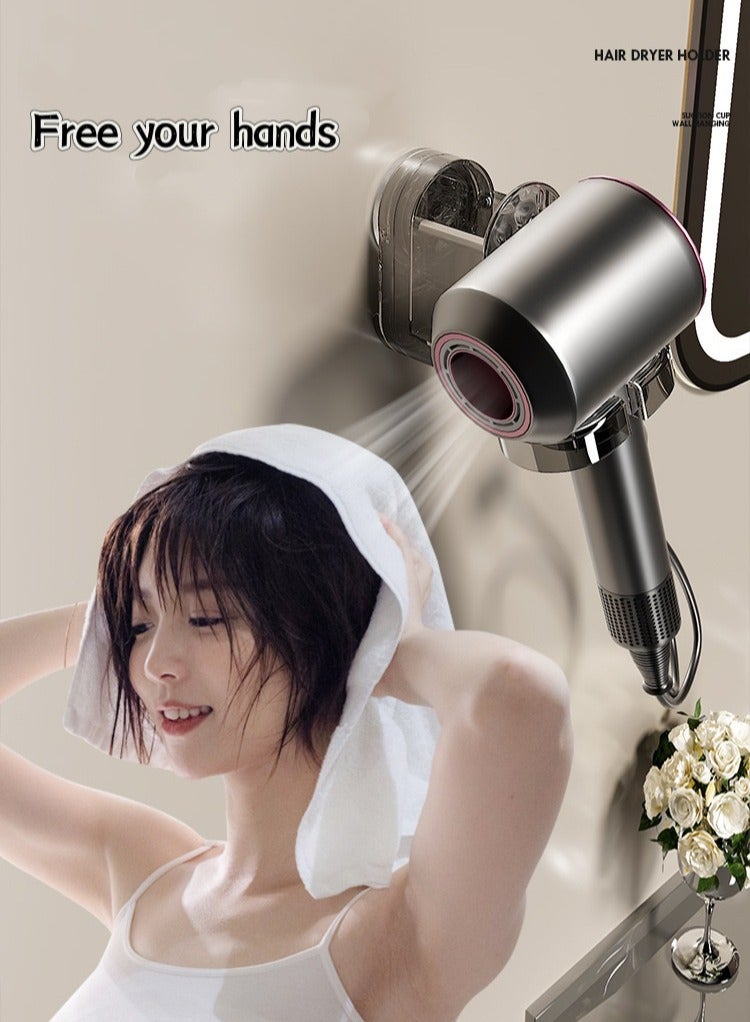 Generic Hair Dryer Holder - Powerful Suction Cup, Rotating, Hands Free, Removable and Reusable for Bathroom （Light black）  - Image 2