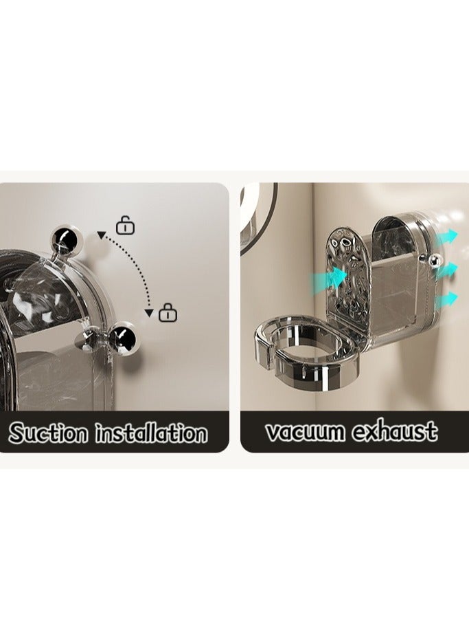 Generic Hair Dryer Holder - Powerful Suction Cup, Rotating, Hands Free, Removable and Reusable for Bathroom （Light black）  - Image 4