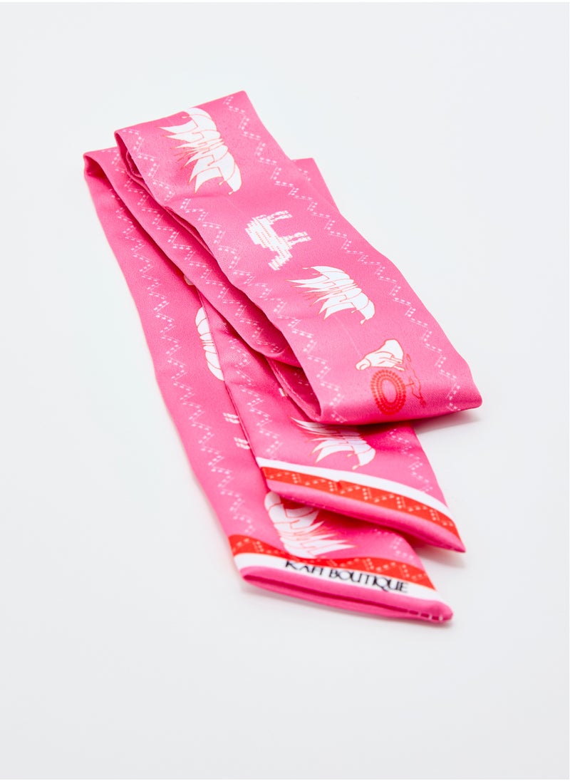 Eid Al Etihad Sadu Pattern Twilly Scarf Pink  - Image 2