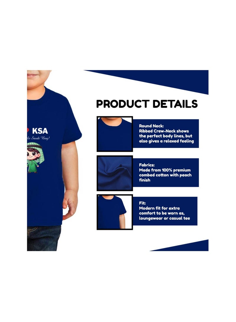 Saudi National Day Tshirt for Boys - Short Sleeve Round Neck Cotton Tshirt - Ideal for National Day Celebrations, School Events - Image 5