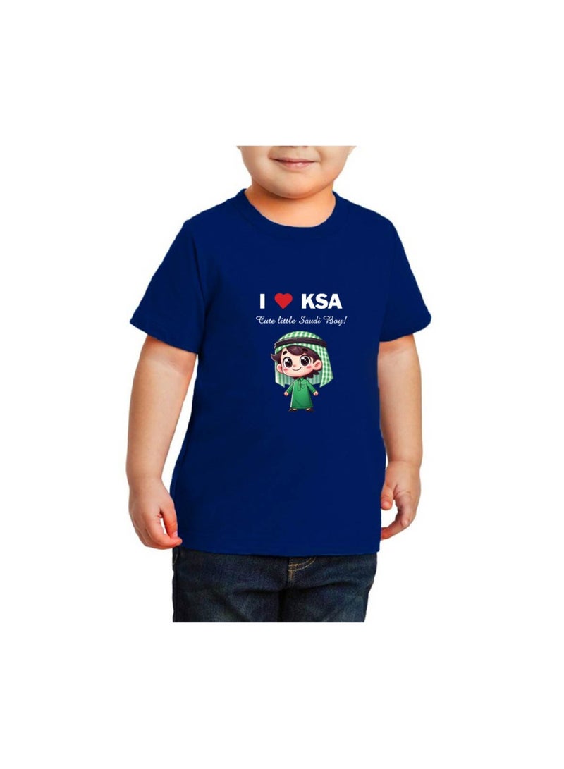 Saudi National Day Tshirt for Boys - Short Sleeve Round Neck Cotton Tshirt - Ideal for National Day Celebrations, School Events - Image 1