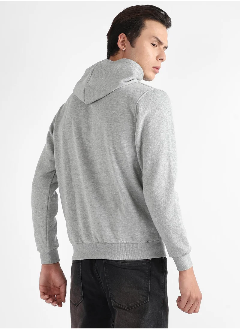 Campus Sutra Men's Light Grey Work Hard Stay Humble Hoodie