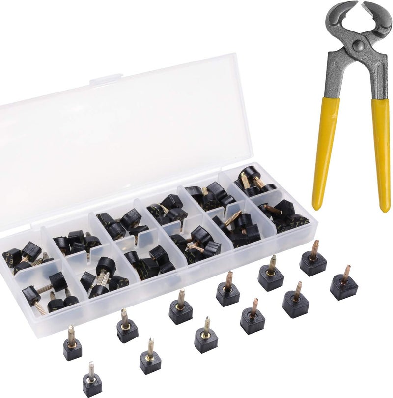 luakesa eMingo 24 Pairs High Heels Tips Replacement Shoes Repair Caps with 6 Inch Stiletto Remove Pliers, 6 Size,8,/9/10/11/12/12.5mm,U-Shape, Black - Image 1
