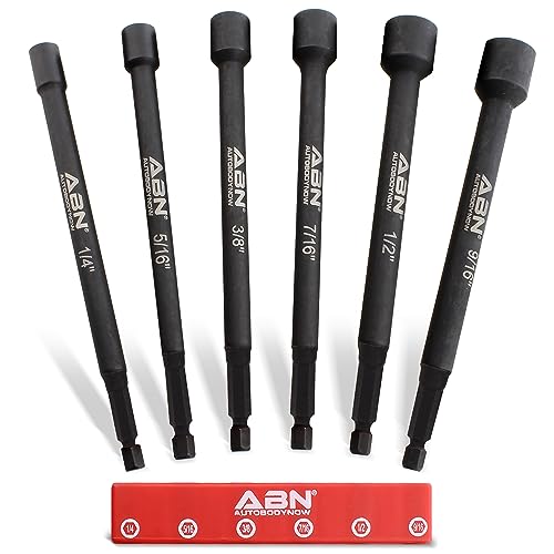 ABN مجموعة أدوات سائق الصمولة ABN - 6 قطع SAE 6 بوصة شفة طويلة مع رؤوس مغناطيسية، 1/4 بوصة شفة سداسية - Image 1