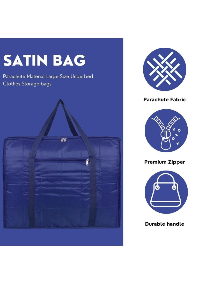 AARON INC AARON INC Parachute Jumbo Underbed Bag Clothes Storage Bag with Zipper Closure and Handle Moisture Proof Multipurpose Toys Blanket Cloth Bag Rectangular Blue Pack of 1  - Image 2