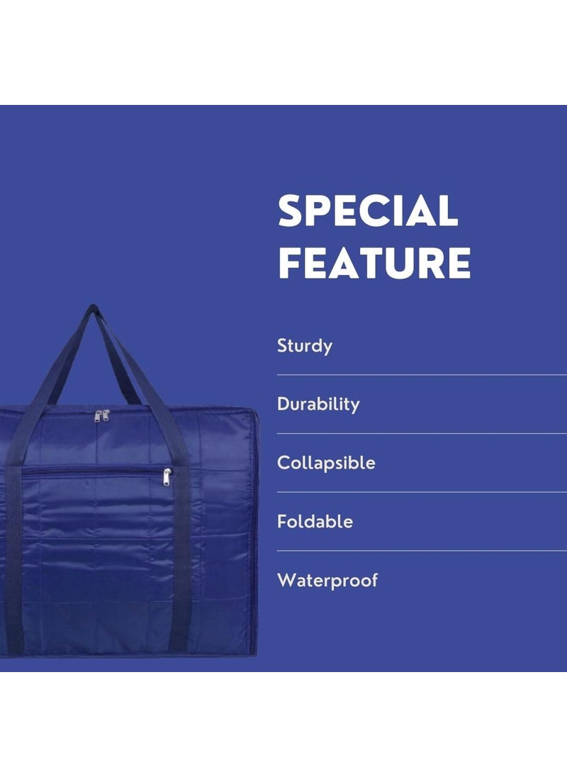 AARON INC AARON INC Parachute Jumbo Underbed Bag Clothes Storage Bag with Zipper Closure and Handle Moisture Proof Multipurpose Toys Blanket Cloth Bag Rectangular Blue Pack of 1  - Image 3
