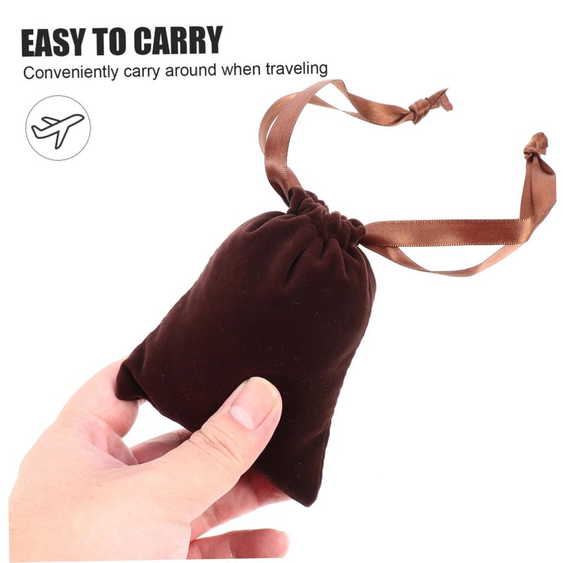 6Pcs Light Brown Velour Jewelry Pouches With Drawstring Portable Storage Bags - Image 5