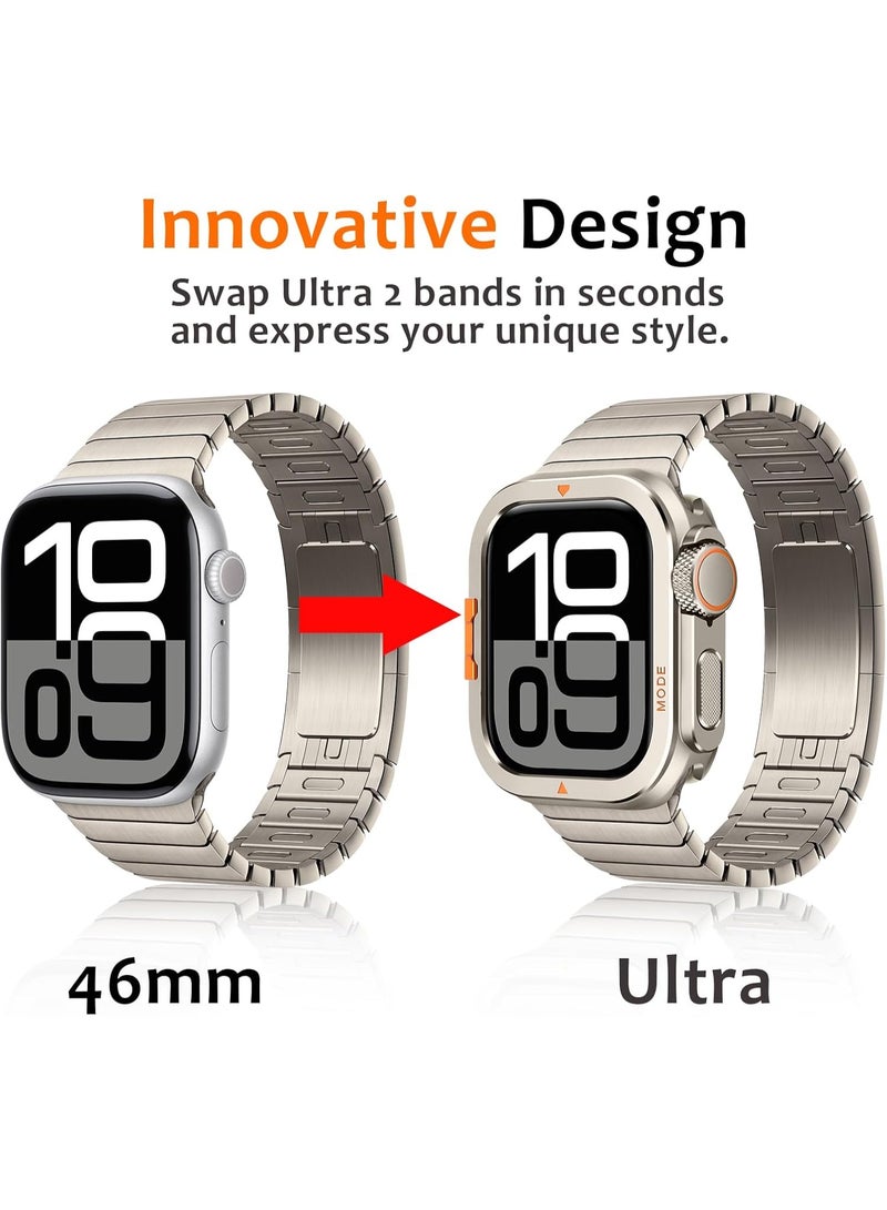TEMPO Metal Case Compatible with Apple Watch Series 11/10 46mm Case with Back Cover, Rugged Protective Bumper Cover with Back Frame for iWatch 46mm - Titanium - Image 2