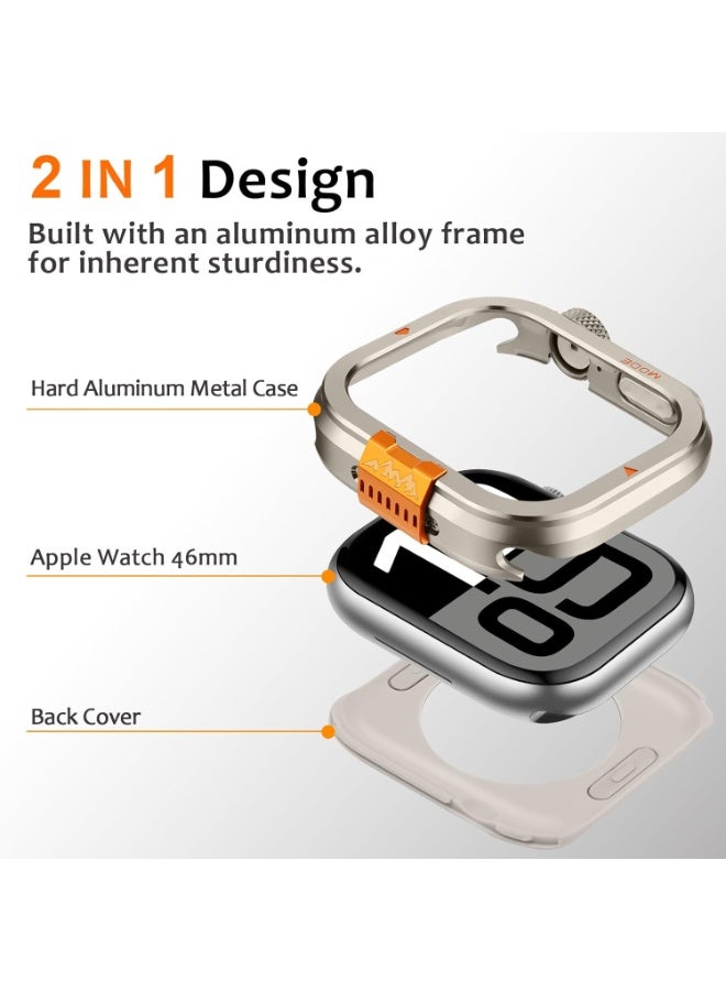 TEMPO Metal Case Compatible with Apple Watch Series 11/10 46mm Case with Back Cover, Rugged Protective Bumper Cover with Back Frame for iWatch 46mm - Titanium - Image 3