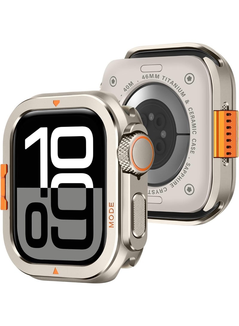 TEMPO Metal Case Compatible with Apple Watch Series 11/10 46mm Case with Back Cover, Rugged Protective Bumper Cover with Back Frame for iWatch 46mm - Titanium - Image 1
