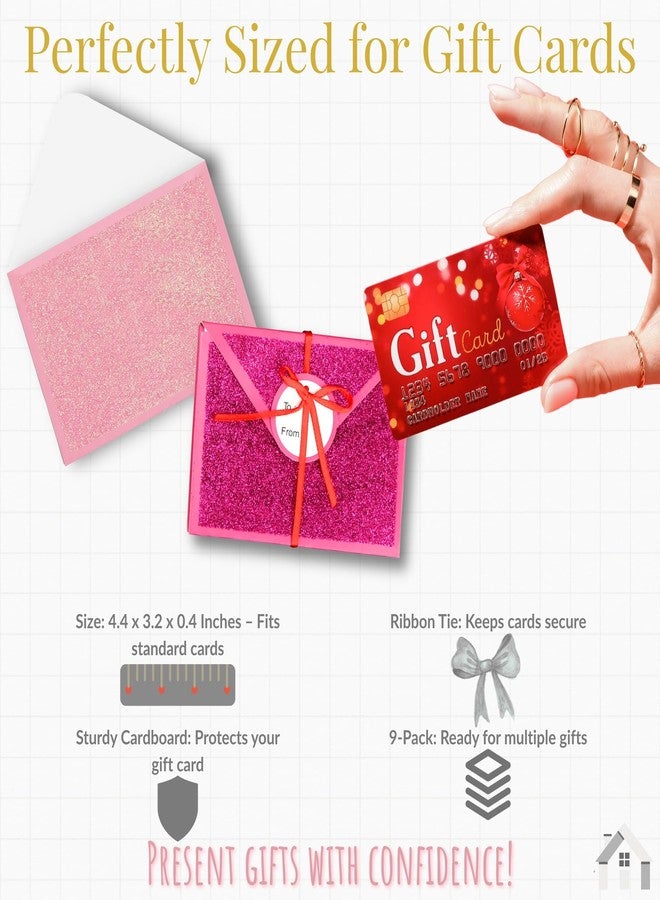 Iconikal 9-Pack No-Mess Glitter Decorative Wrapped Gift Card Holder Boxes with Ribbons Elegant Birthday Corporate Holiday Mother's Father's Day - Image 4