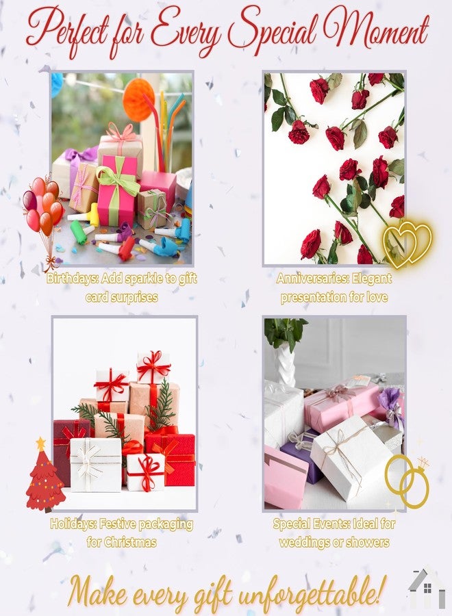 Iconikal 9-Pack No-Mess Glitter Decorative Wrapped Gift Card Holder Boxes with Ribbons Elegant Birthday Corporate Holiday Mother's Father's Day - Image 3