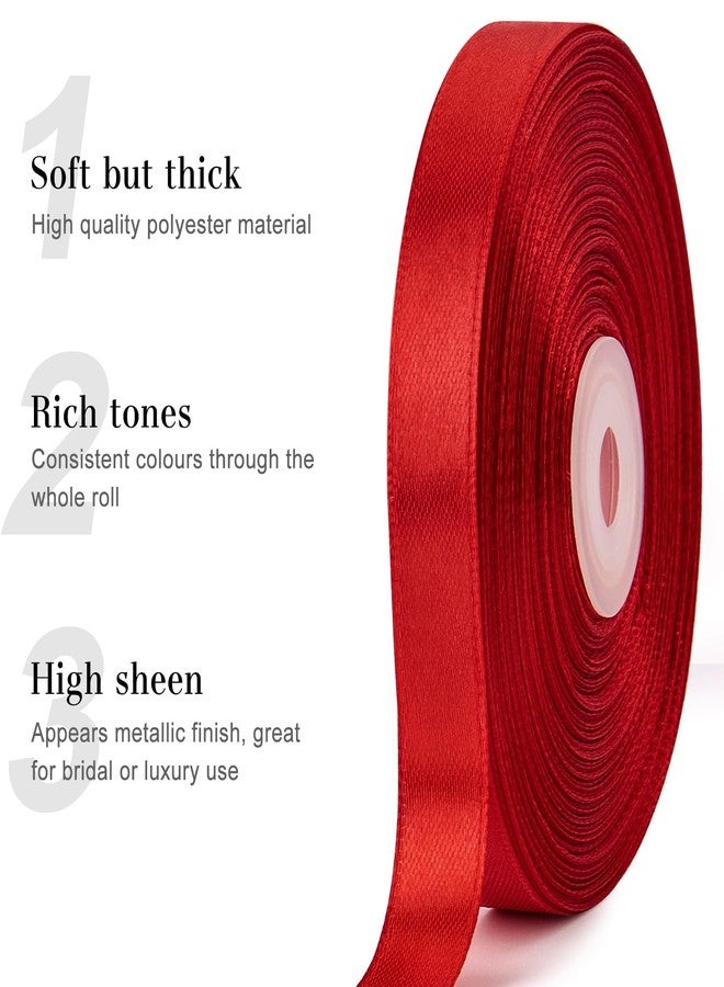CLUEWR 1/2 Inch 50 Yards Red Satin Ribbon, Ribbon Roll for Flower Bouquets, Gift Wrapping, Wedding, Handmade Crafts - Image 4
