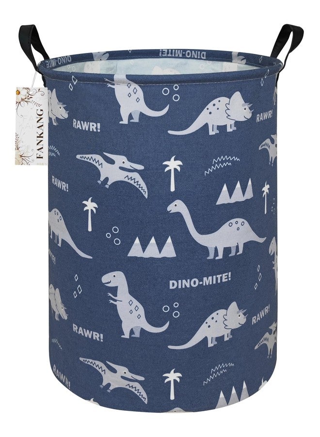 FANKANG Storage Basket, Nursery Hamper Canvas Laundry Basket Foldable with Waterproof PE Coating Large Storage Baskets for Kids Boys and Girls, Office, Bedroom, Clothes,Toys(Blue dinosaur) - Image 1